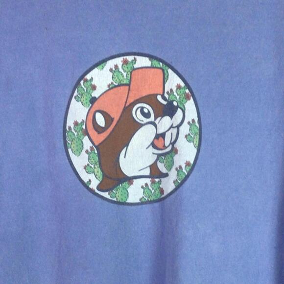Buc-Ee’s Beaver bucees Texas gas Cactus T Shirt Blue Small - Picture 2 of 5